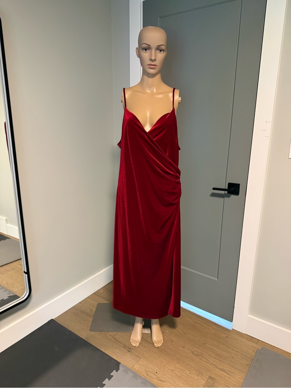 Zara Deep Red Satin Midi Slip Dress